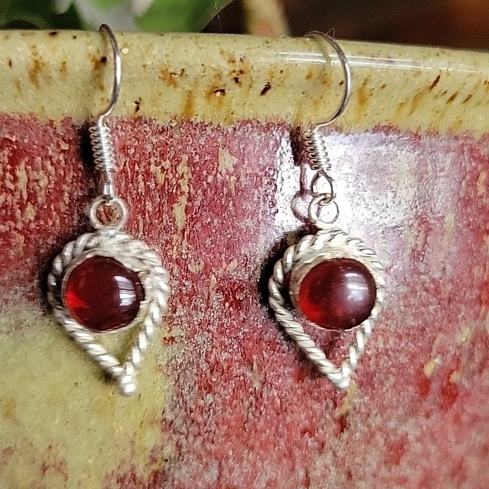 🔥LAST PAIR🔥 Carnelian Vintage Twist Drop Earrings, S925